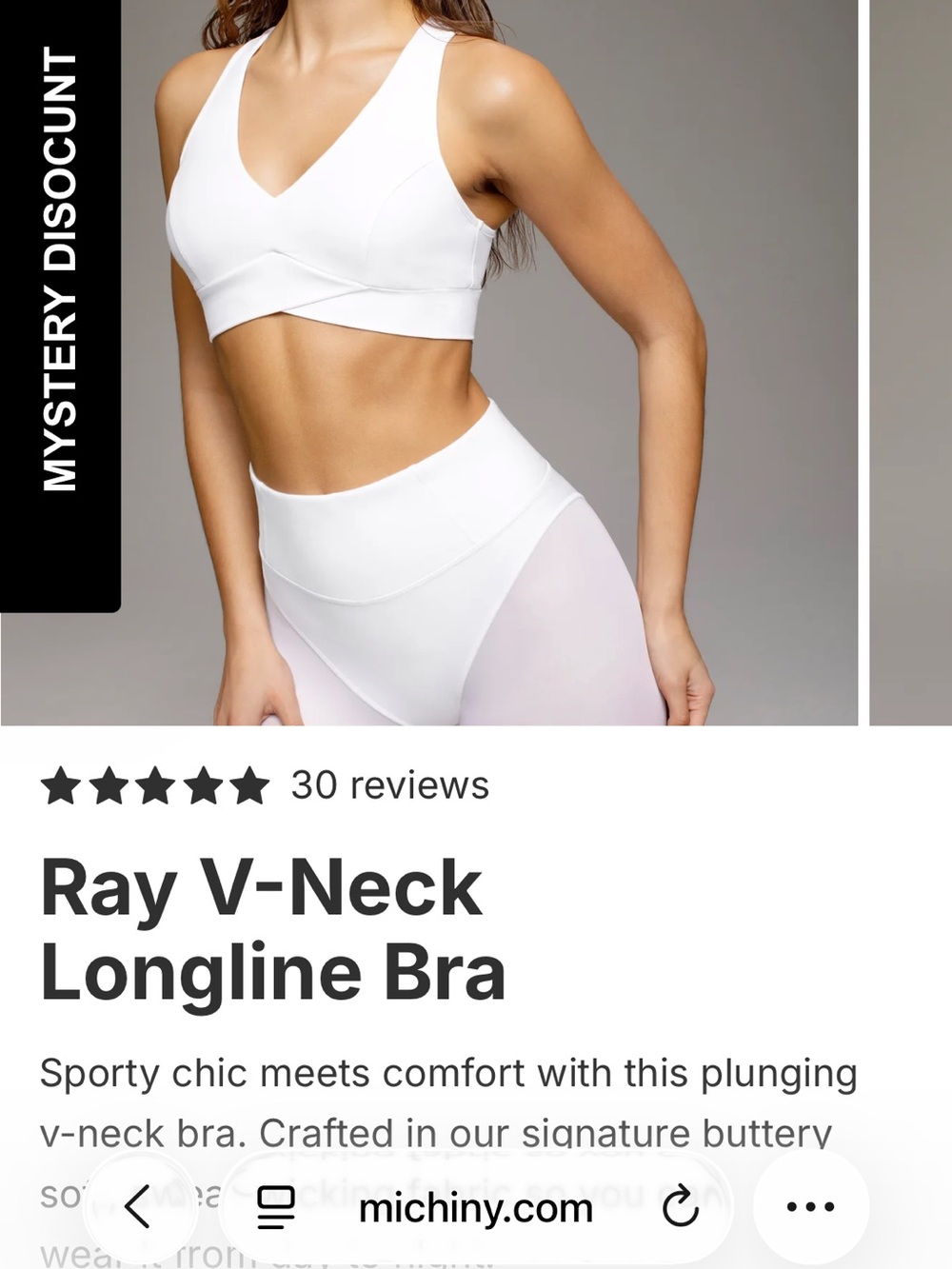 MICHI NY ray v-neck longline bra ivory size large - Picture 5 of 5
